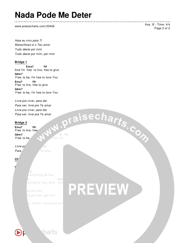 Nada Pode Me Deter Chords & Lyrics ()