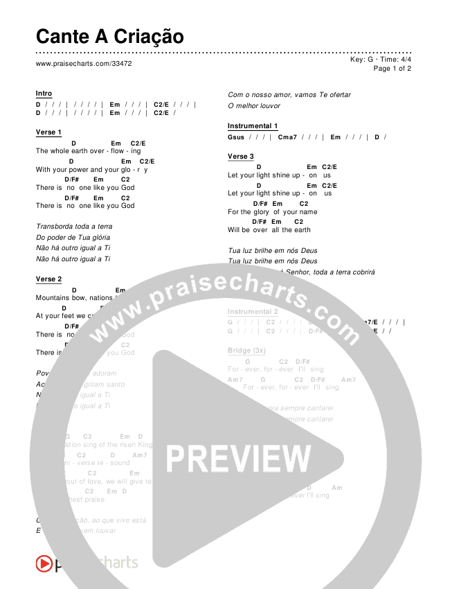 Cante A Criação Chords & Lyrics ()
