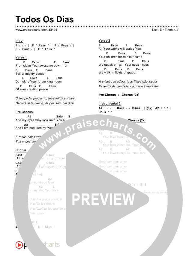 Todos Os Dias Chords & Lyrics ()