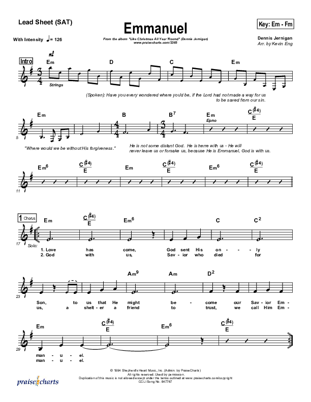 Emmanuel Sheet Music Pdf Dennis Jernigan Praisecharts Emmanuel Sheet Music Pdf Dennis Jernigan Praisecharts
