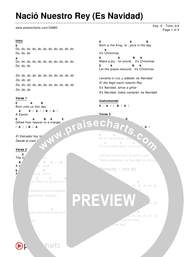 Nació Nuestro Rey (Es Navidad) (Born Is The King (It's Christmas)) Chords & Lyrics ()