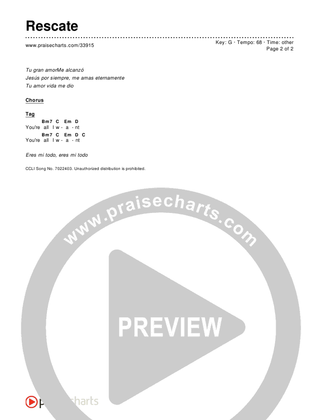 Rescate (Lifeline) Chords & Lyrics ()