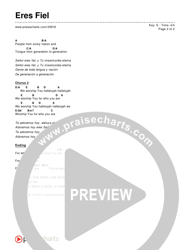 Eres Fiel (You Are Good) Chords & Lyrics (Lakewood Church)