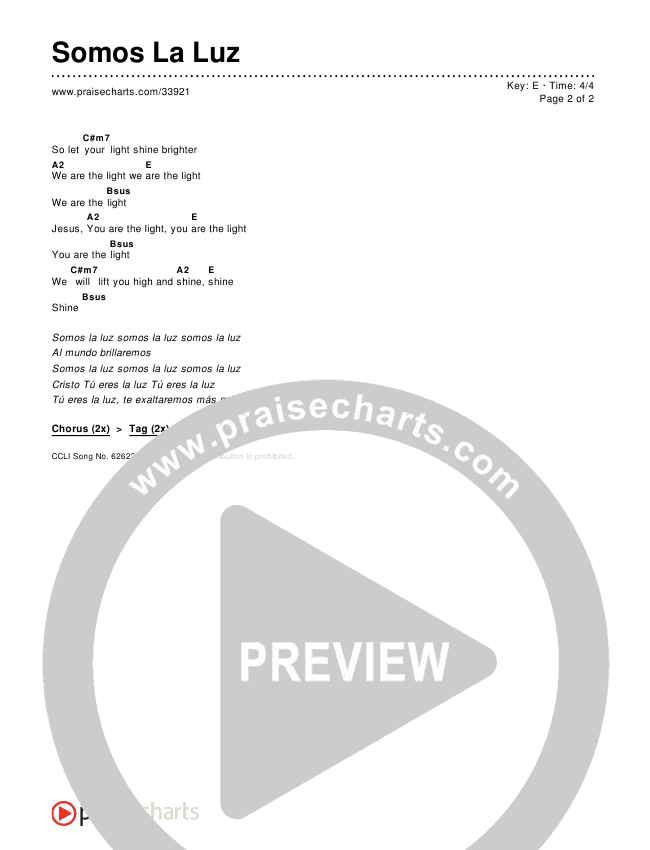 Somos La Luz (We Are) Chords & Lyrics ()