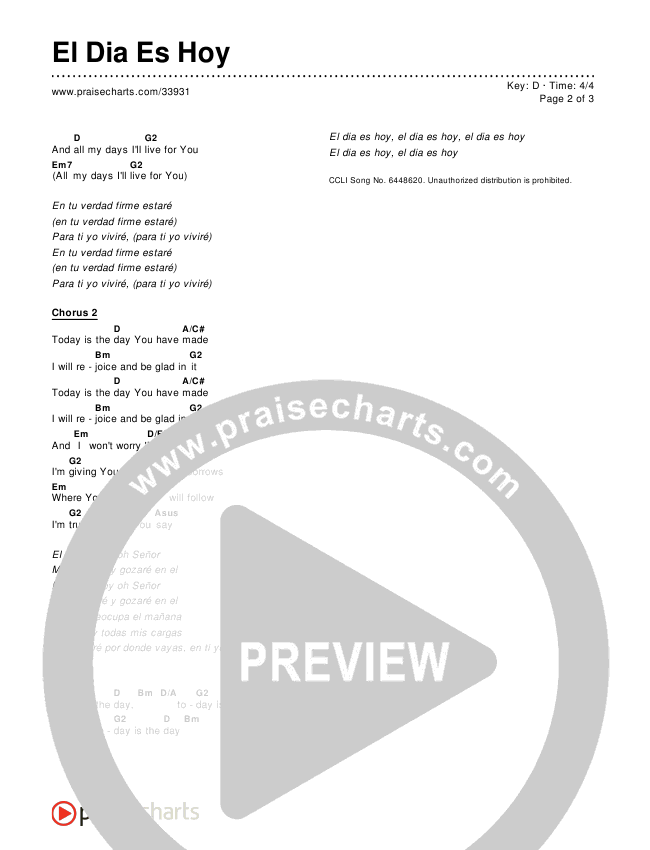 El Dia Es Hoy Chords & Lyrics ()
