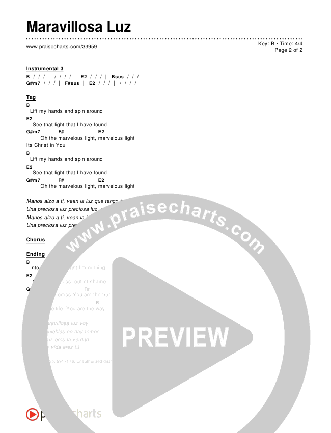 Maravillosa Luz (Marvelous Light) Chords & Lyrics ()