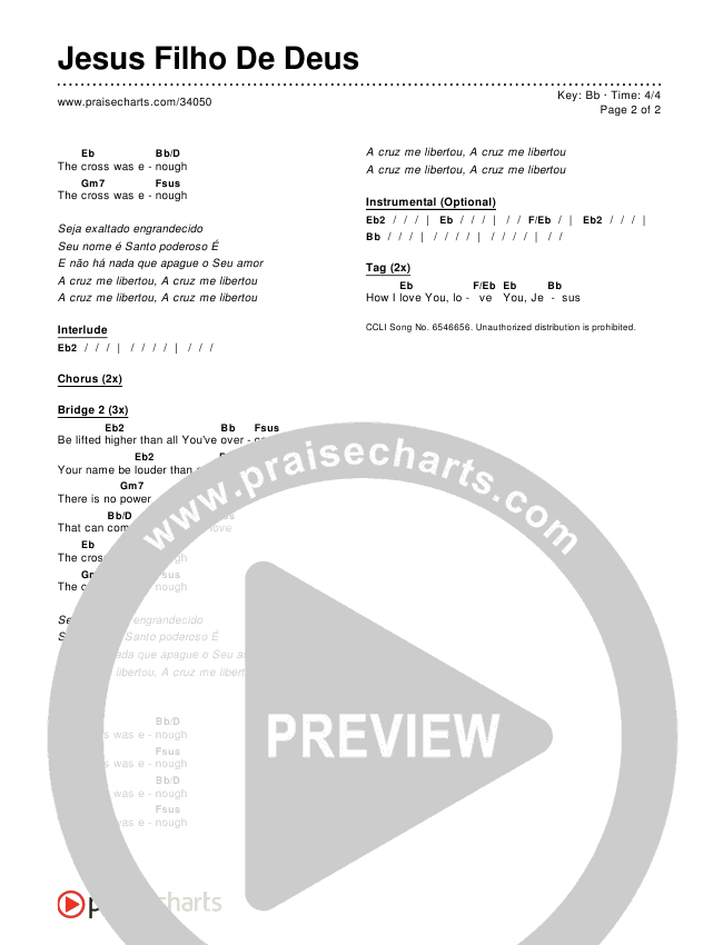 Jesus Filho De Deus Chords & Lyrics ()