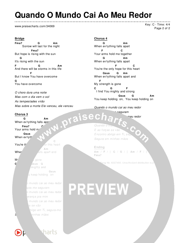 Quando O Mundo Cai Ao Meu Redor Chords & Lyrics ()