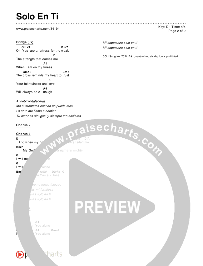 Solo En Ti (You Alone) Chords & Lyrics ()