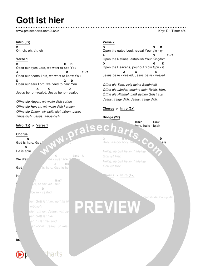 Gott ist hier Chords & Lyrics ()