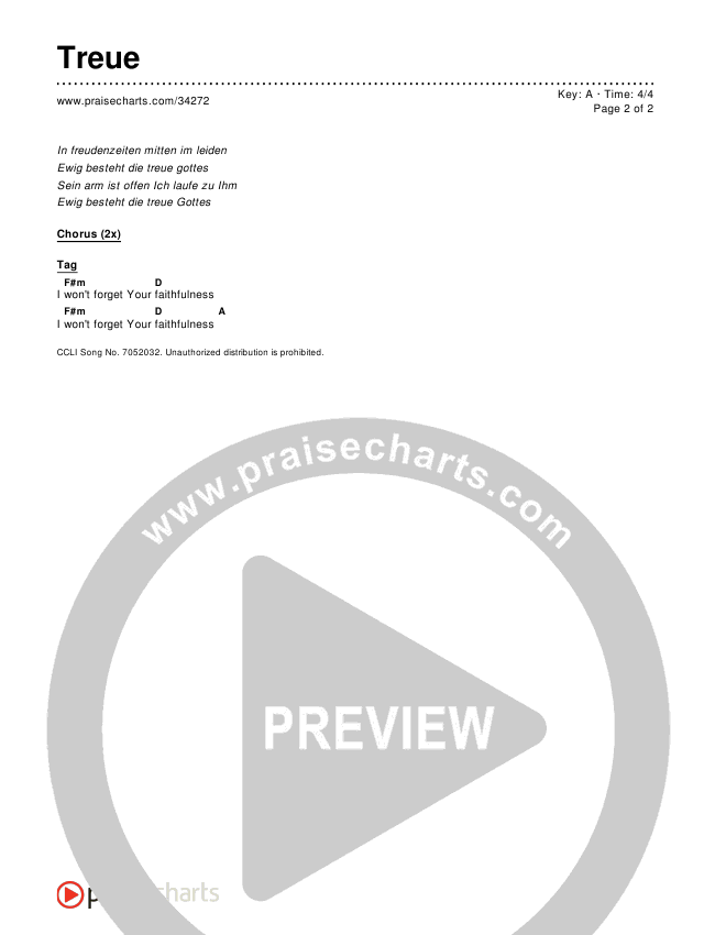 Treue Chords & Lyrics ()