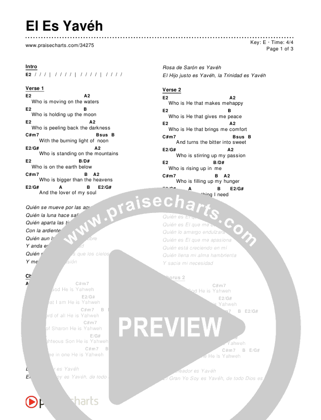 El Es Yavéh Chords & Lyrics ()