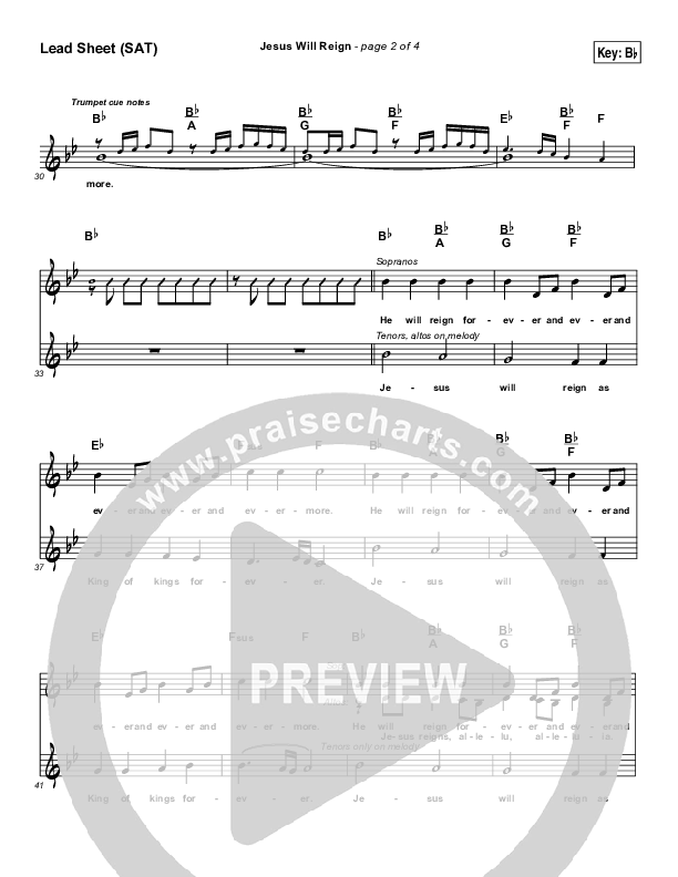 Jesus Will Reign Lead Sheet (Dennis Jernigan)