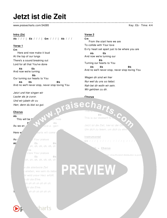 Jetzt ist die Zeit Chords & Lyrics ()