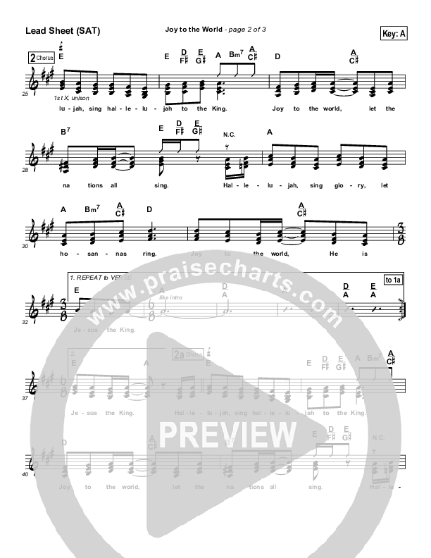 Joy To The World (He Is Jesus The King) Lead Sheet (Dennis Jernigan)