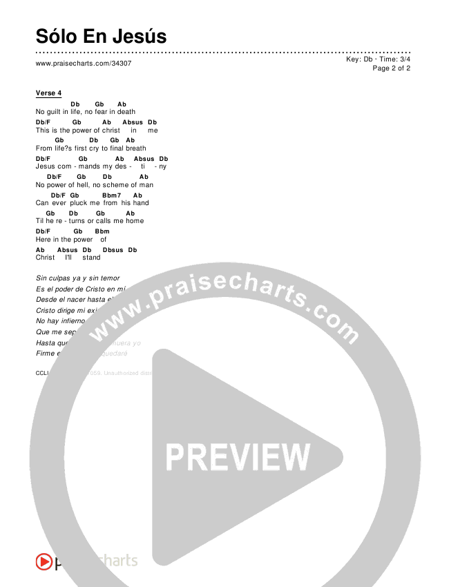 Sólo En Jesús (In Christ Alone) Chords & Lyrics ()
