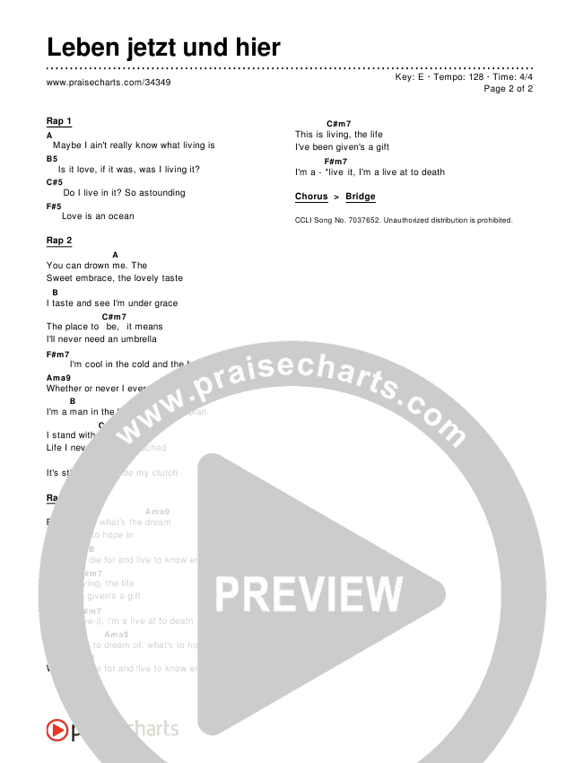 Leben jetzt und hier Chords & Lyrics ()