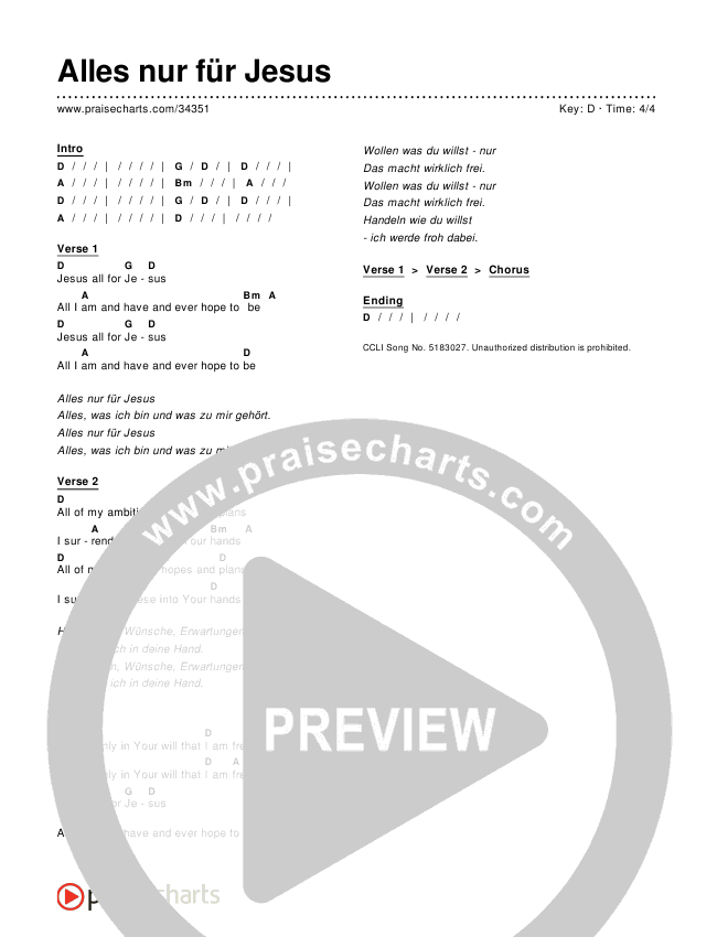 Alles nur für Jesus Chords & Lyrics ()