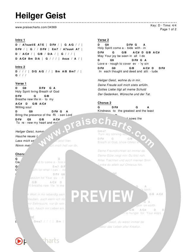 Heilger Geist (Holy Spirit Living Breath Of God) Chords & Lyrics ()