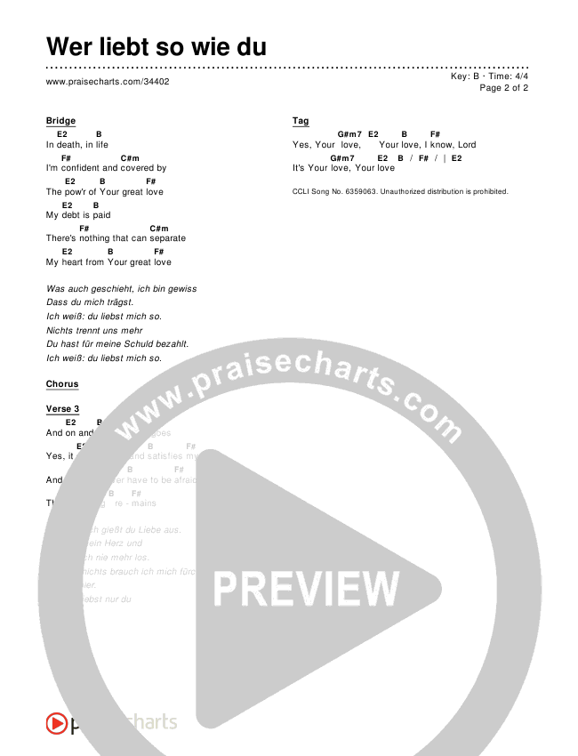 Wer liebt so wie du Chords