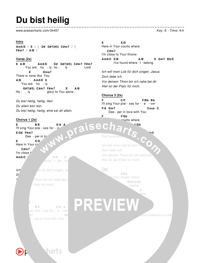 Du bist heilig Chords & Lyrics ()