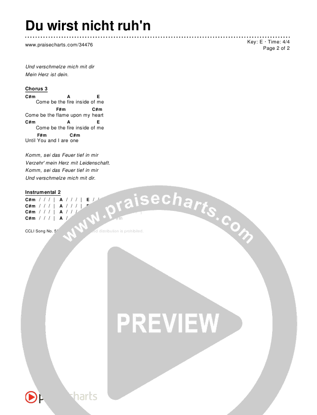 Du wirst nicht ruh'n Chords & Lyrics ()
