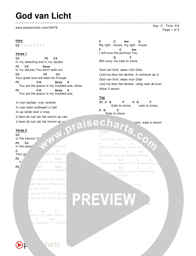 God van Licht (My Lighthouse) Chords & Lyrics ()