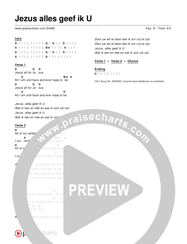 Jezus alles geef ik U Chords & Lyrics ()