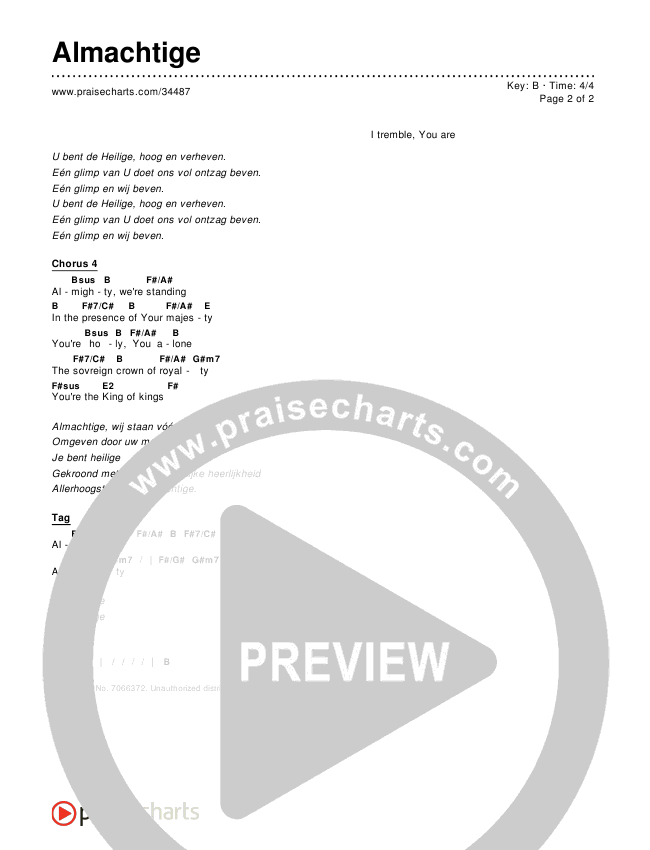 Almachtige Chords & Lyrics ()