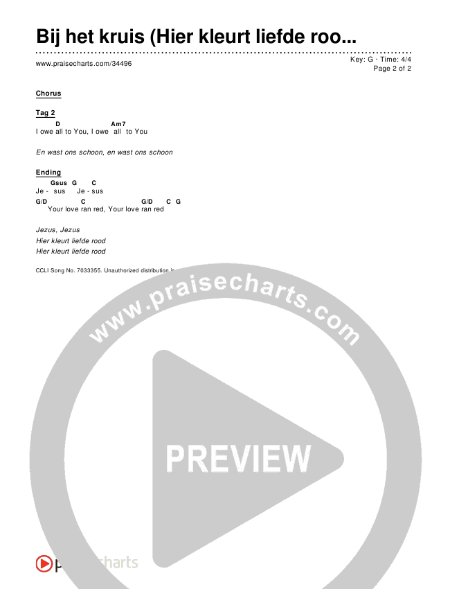 Bij het kruis (Hier kleurt liefde rood) (At The Cross (Love Ran Red)) Chords & Lyrics ()