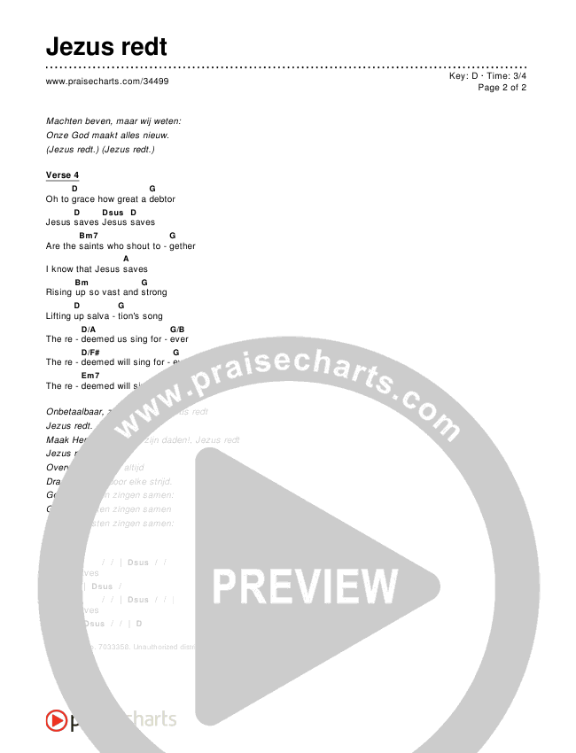 Jezus redt Chords & Lyrics ()