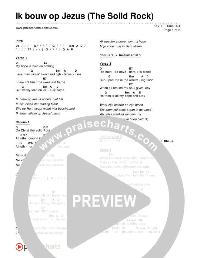 Ik bouw op Jezus (The Solid Rock) Chords & Lyrics ()
