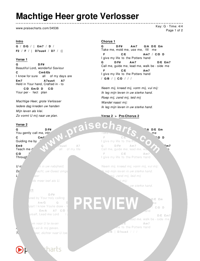 Machtige Heer grote Verlosser Chords & Lyrics ()