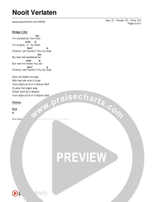 Nooit Verlaten Chords & Lyrics ()