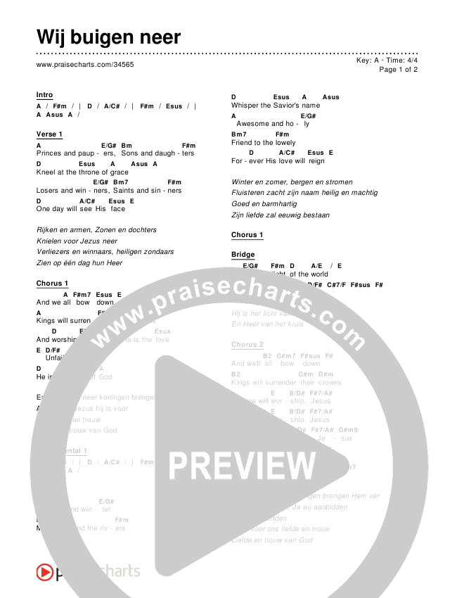 Wij buigen neer Chords & Lyrics ()