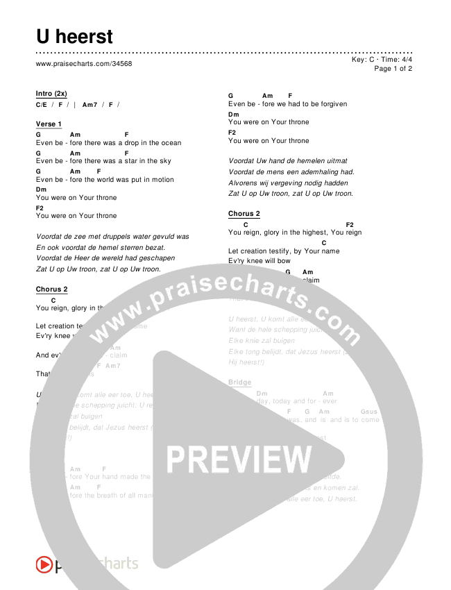 U heerst Chords & Lyrics ()