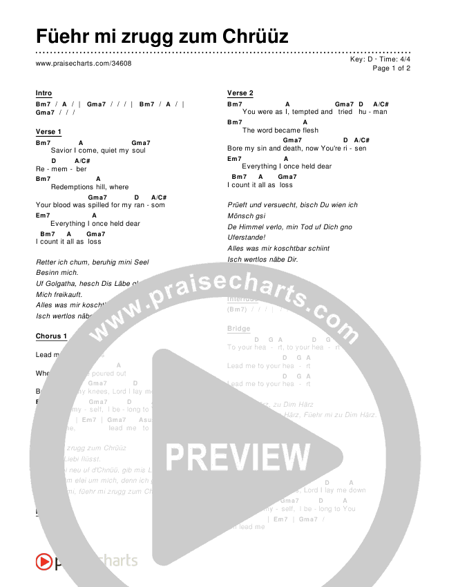 Füehr mi zrugg zum Chrüüz Chords & Lyrics ()