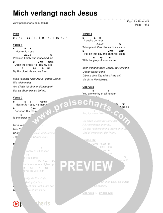 Mich verlangt nach Jesus Chords & Lyrics ()