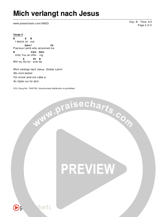 Mich verlangt nach Jesus Chords & Lyrics ()