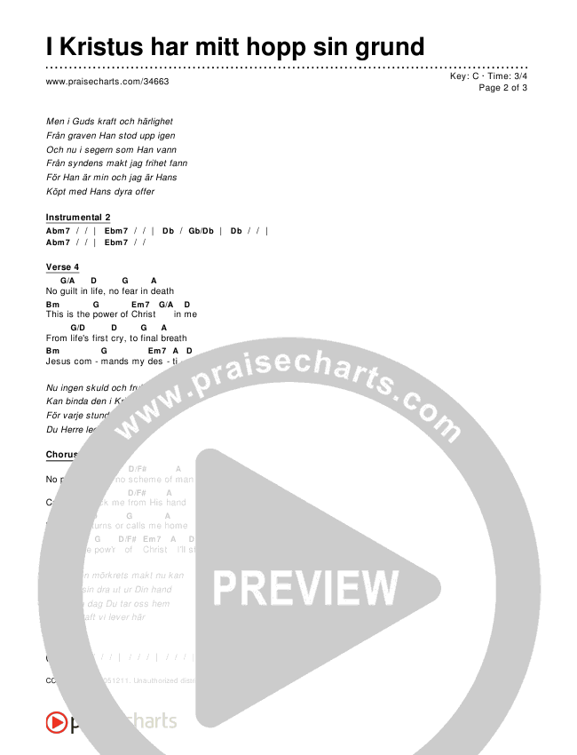 I Kristus har mitt hopp sin grund Chords & Lyrics ()