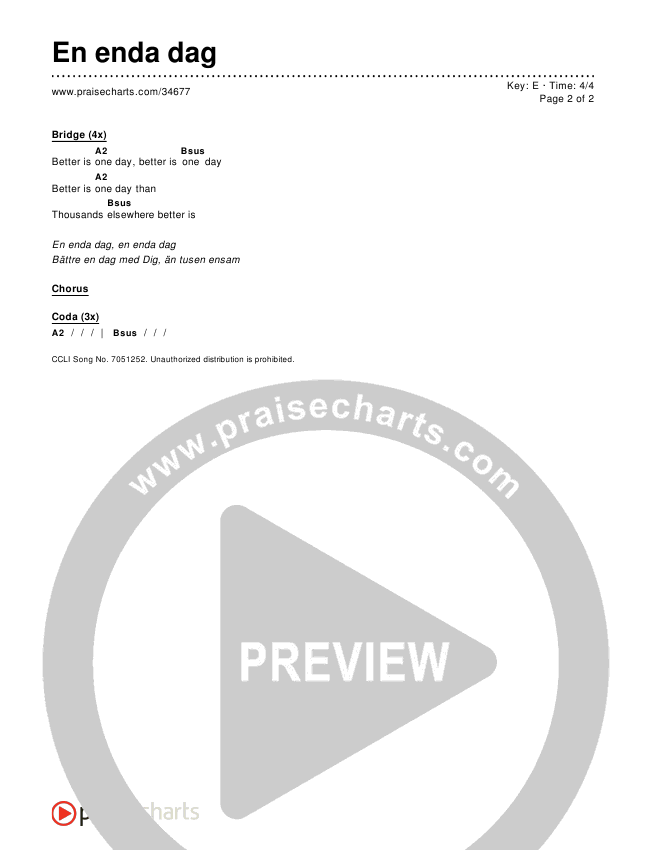 En enda dag Chords & Lyrics ()