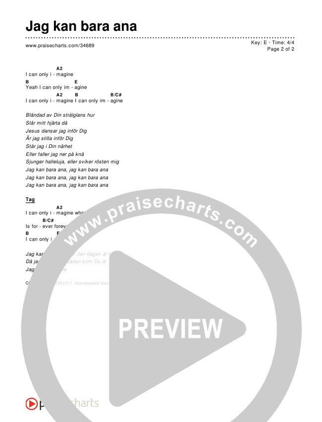 Jag kan bara ana Chords & Lyrics ()