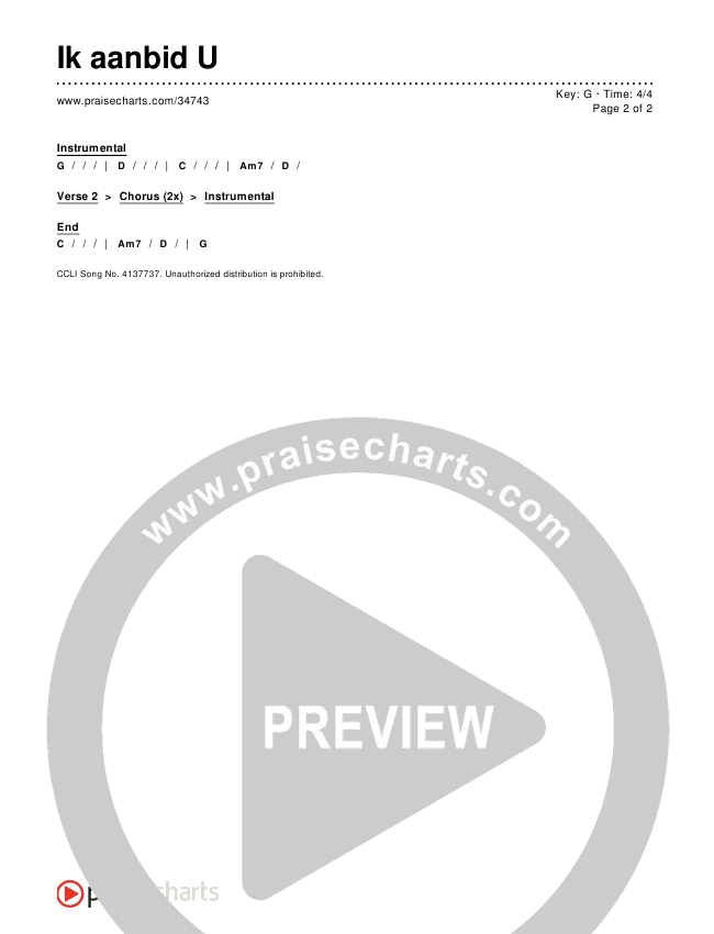 Ik aanbid U (You're Worthy Of My Praise) Chords & Lyrics ()