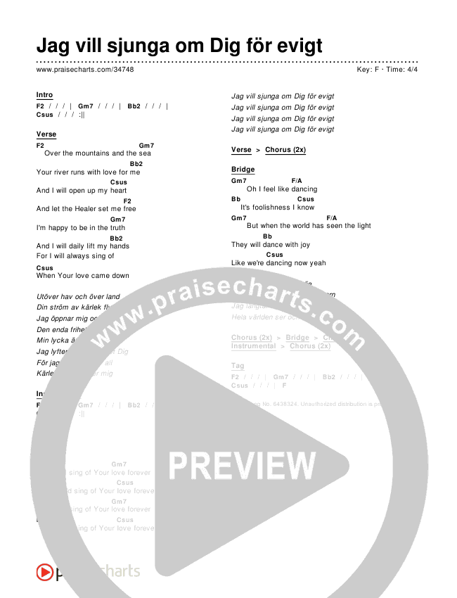 Jag vill sjunga om Dig för evigt Chords & Lyrics ()