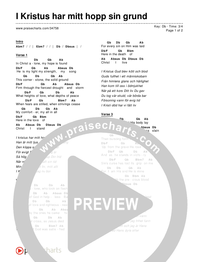 I Kristus har mitt hopp sin grund Chords & Lyrics ()