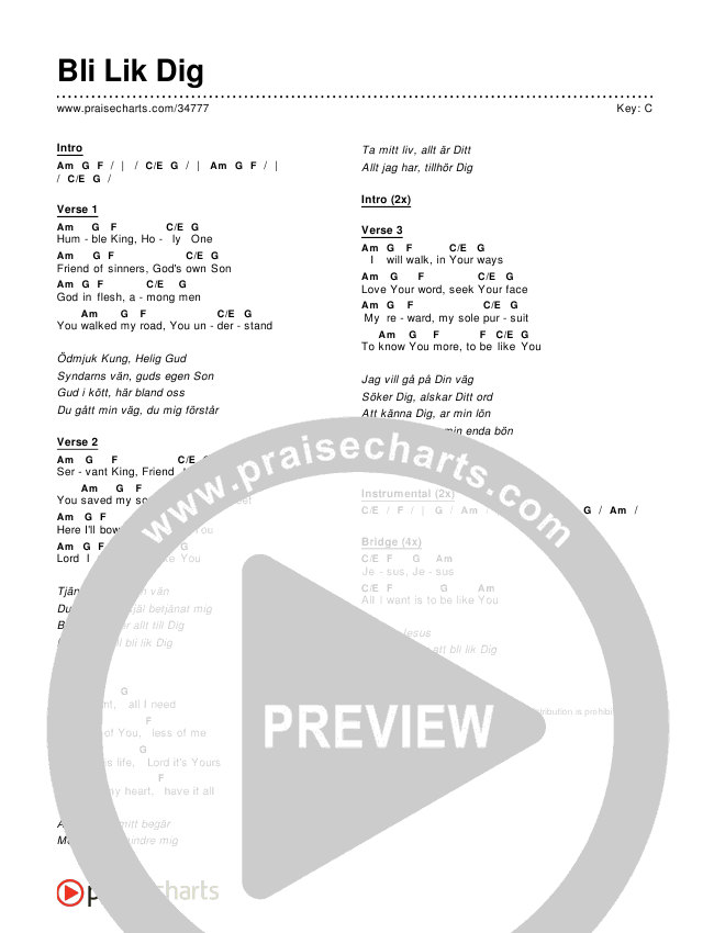 Bli Lik Dig Chords & Lyrics ()