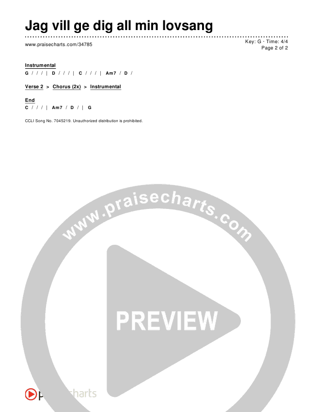 Jag vill ge dig all min lovsang Chords & Lyrics ()