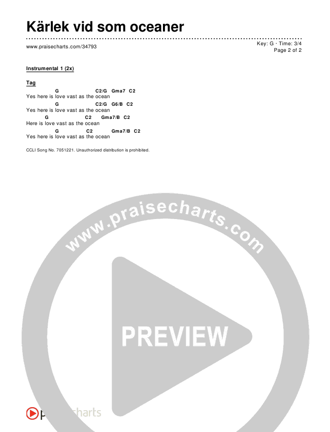 Kärlek vid som oceaner Chords & Lyrics ()