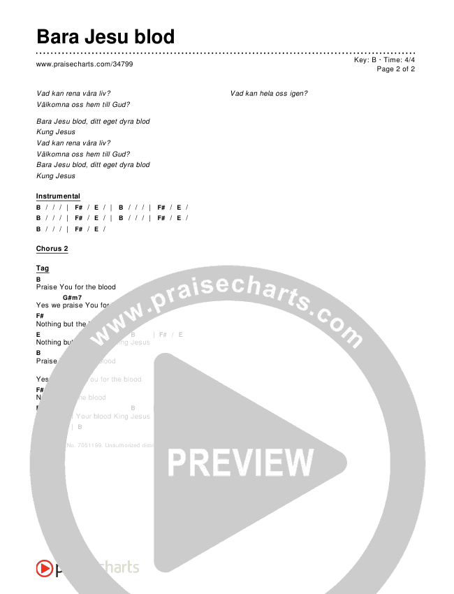 Bara Jesu blod Chords & Lyrics ()