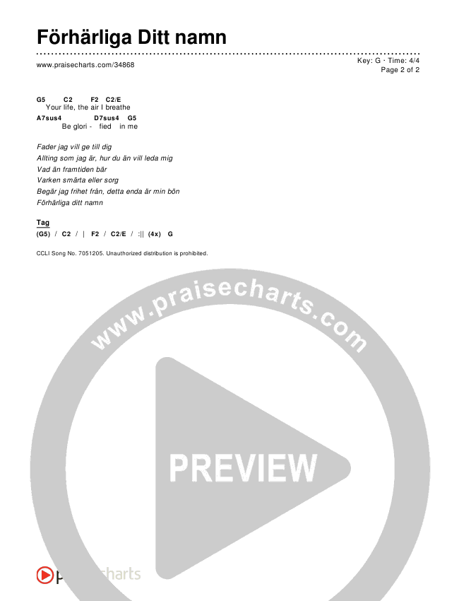 Förhärliga Ditt namn Chords & Lyrics ()